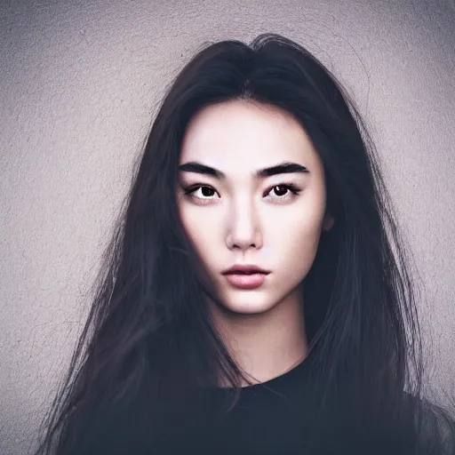 Image similar to a masterpiece portrait photo of a beautiful young woman who looks like a korean gal gadot, symmetrical face