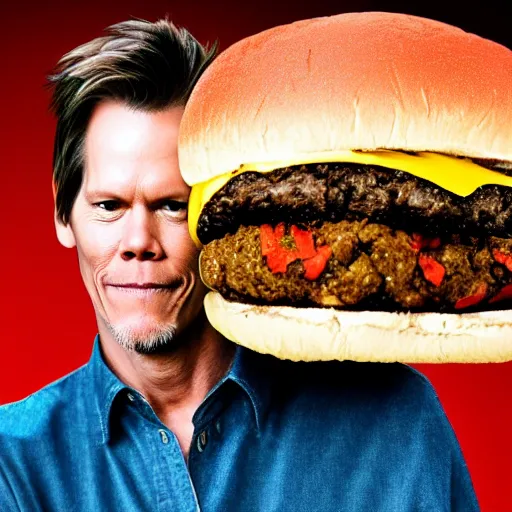 Image similar to kevin bacon inside a giant cheeseburger