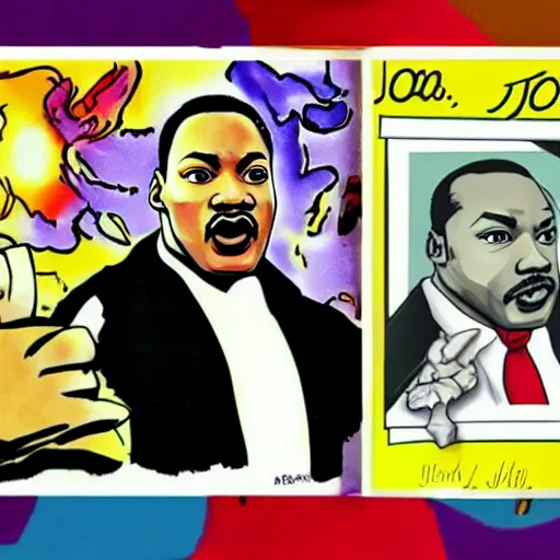 Image similar to Martin Luther King as JoJo from JoJo's Bizarre Adventure