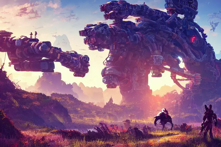 Image similar to tideripper machine mecanical creature robot of horizon forbidden west horizon zero dawn radiating a glowing aura global illumination ray tracing hdr fanart arstation by ian pesty and alena aenami artworks in 4 k