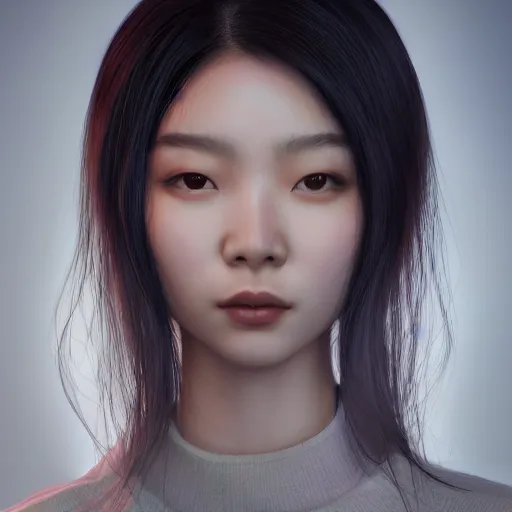 Prompt: the most beautiful asian woman in the world, by sangsoo jeong, by siwoo kim, happy expression, cute, unreal engine, octane rendering, 8 k, closeup headshot, smooth, trending on artstation, digital illustration, black hair