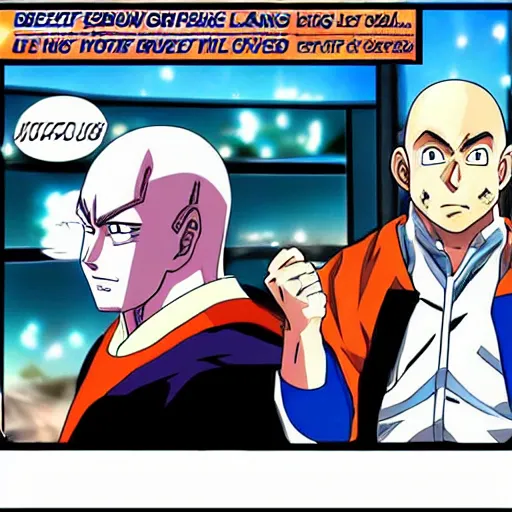 Prompt: jeff bezos losing a fight to goku anime