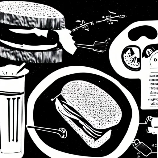 Image similar to medical diagram about a human eating a sandwich