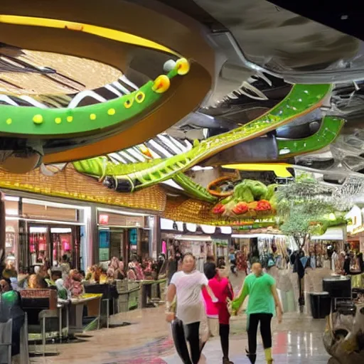 Prompt: extraterrestrial food court at mall on another planet, Jim Henson creature shop, highly detailed