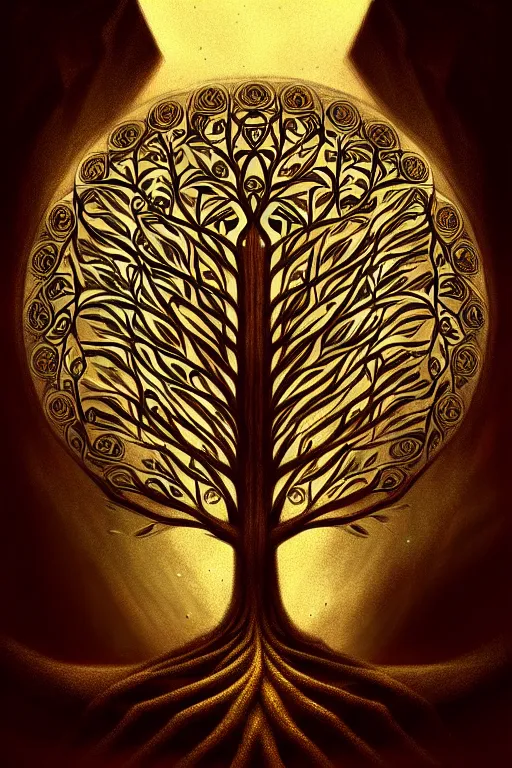 Image similar to tree of life, sacred geometry, illustration, high quality, details, intricate, atmosphere, highly detailed, cinematic, digital painting, deviantart, cinematic, concept art