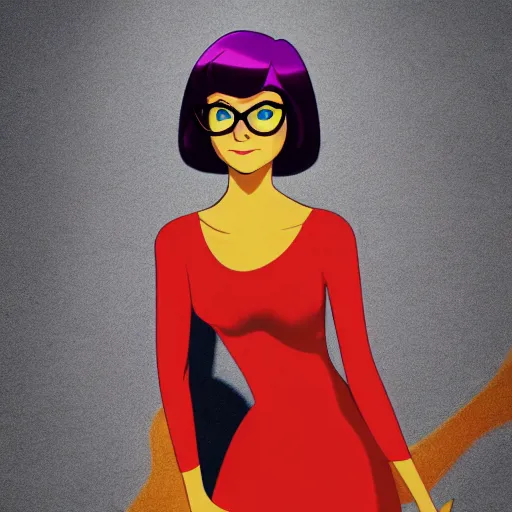 Prompt: Vogue Magazine spread of Velma from Scooby Doo, 4k, photorealistic