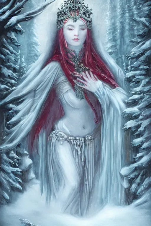 Prompt: The Goddess of Winter | fantasy art