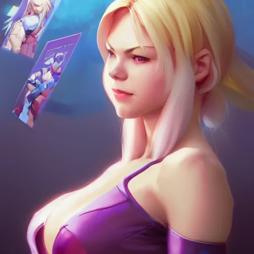 Prompt: gwen stacy as a street fighter character, cg animation, capcom, realistic, character select portrait, by artgerm, greg rutkowski, alphonse mucha, 3 d