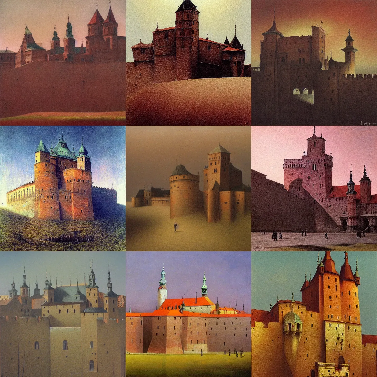 Prompt: Beksinski painting of Cracow Wawel castle