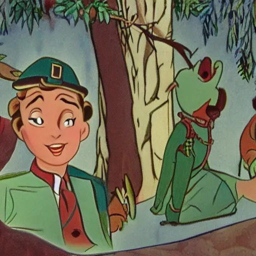 Image similar to 1940s disney film about talking forest animals super high detail