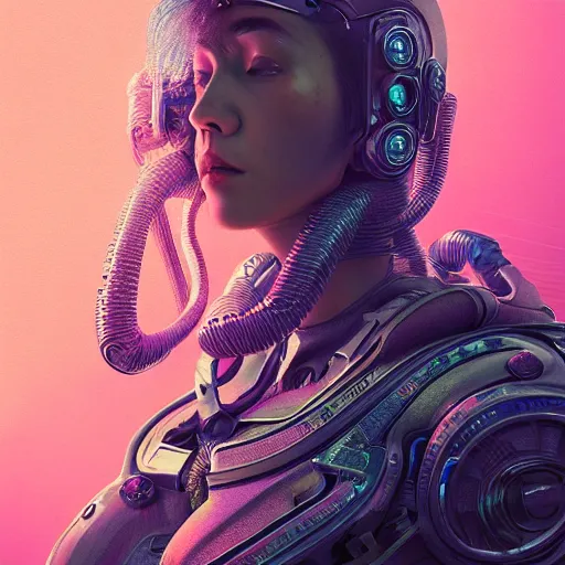 Image similar to hyperrealistic portrait of a woman squid monster astronaut, full body portrait, well lit, intricate abstract. cyberpunk, intricate artwork, by Tooth Wu, wlop, beeple. octane render,in the style of Jin Kagetsu, James Jean and wlop, highly detailed, sharp focus, intricate concept art, digital painting, ambient lighting, 4k, artstation