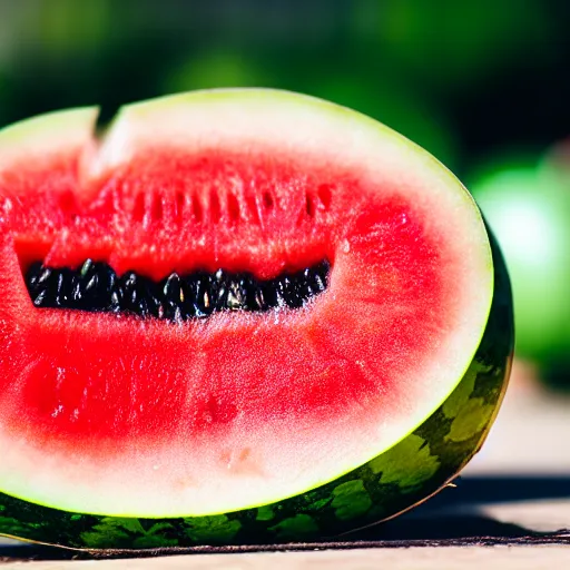 Image similar to a kiwi fruit merged with a watermelon! Ultra realistic! 25mm f/1.7 ASPH Lens!