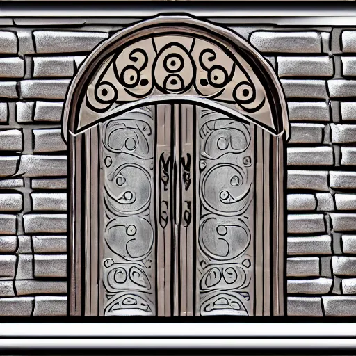 Prompt: iron arc gate door texture, cartoon art style, 2 d texture