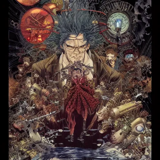 Prompt: mad scientist, by yoichi hatakenaka, masamune shirow, josan gonzales and dan mumford, ayami kojima, takato yamamoto, barclay shaw, karol bak