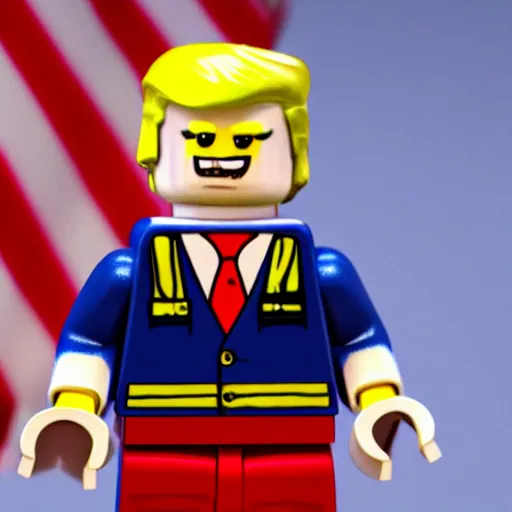 Image similar to donald trump as a lego figure, hyper realistic, ultra detailed, octane render, 8 k, realistic materials, studio lighting, 8 0 mm lens