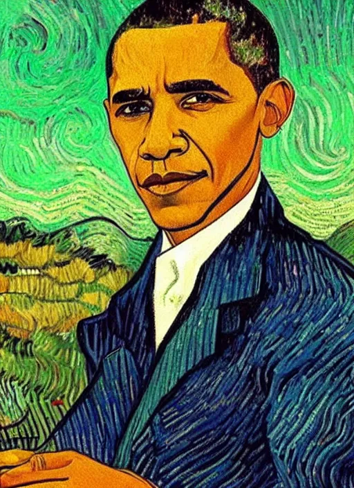 Image similar to Painting of Barack Obama as a farmer by Vincent van Gogh