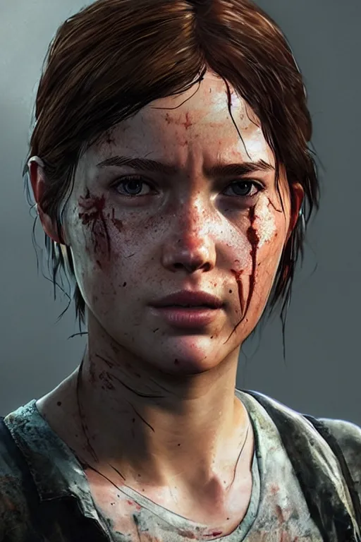 Prompt: ultra realistic facial portrait of ellie from the last of us part 2, digital art, character portrait, highly detailed, trending on artstation, lens flare, atmosphere, hyper realistic, cinematic lightning, sharp focus, unreal engine 5, extreme details perfect face, pretty face, fine - face, illustration, 8 k, ultra texture, masterpiece