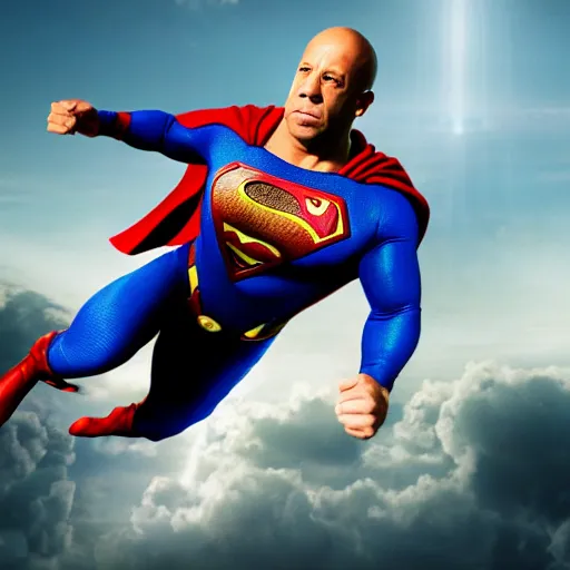 Image similar to Vin Diesel as Superman, film still from Man of Steel, detailed, 4k