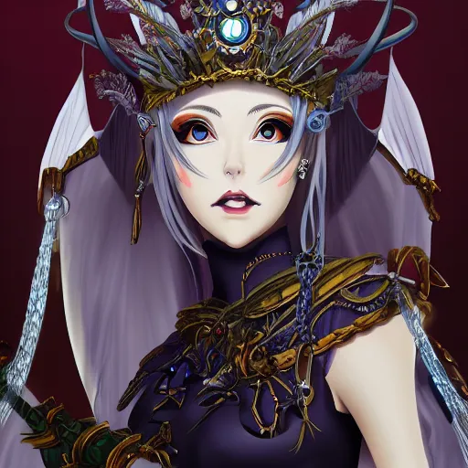 Image similar to portrait of the tyrant queen of faeries britain, anime fantasy illustration by tomoyuki yamasaki, kyoto studio, madhouse, ufotable, comixwave films, trending on artstation