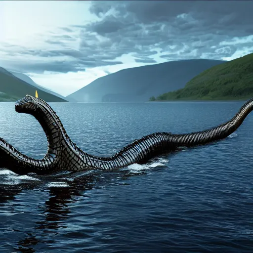 Image similar to loch ness monster, highly detailed, photorealistic portrait, bright studio setting, studio lighting, crisp quality and light reflections, unreal engine 5 quality render