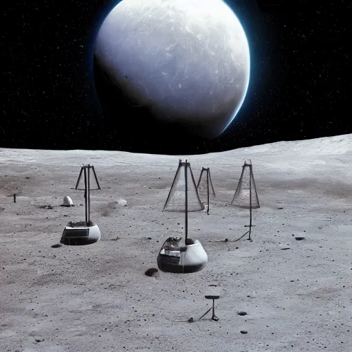 Prompt: a colony on the moon. futuristic, hyperrealistic, highly detailed