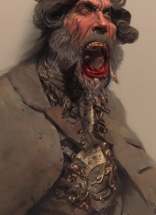 Prompt: close up concept art of a loud victorian character, by sabbas apterus, by donato giancola