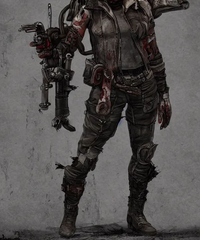Image similar to full body character portrait of a post - apocalyptic vampire raider in the style of fallout trending on artstation deviantart pinterest photorealistic hd 8 k highlights and shadow detailed high resolution