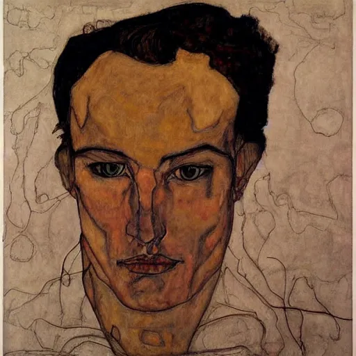 Image similar to a beautiful man portrait by egom schiele