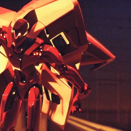 Image similar to movie still of a cyborg evangelion, cinematic composition, cinematic light, warm lighting criterion collection, by edgar wright