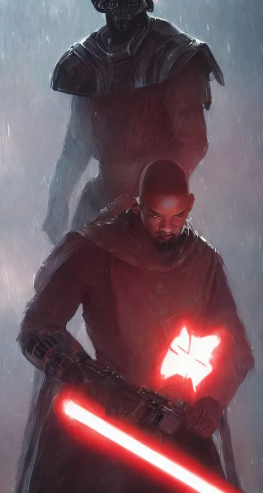 Prompt: will smith as a star wars sith lord, cinematic lighting, highly detailed, concept art, art by wlop and artgerm and greg rutkowski, masterpiece, trending on artstation, 8 k