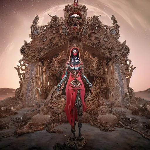 Prompt: queen of mars, ornate and intricate, hyper detailed, stunning, surreal, 4 k, octane render