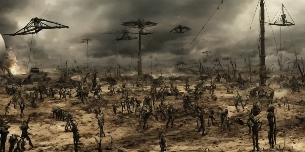 Prompt: A movie frame of War of the Worlds