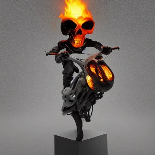 Prompt: ghost rider, marble sculpture