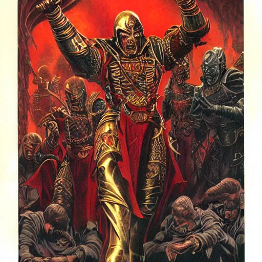 Image similar to Artwork by Clyde Caldwell of The Sanguinary Grail.