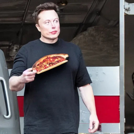 Image similar to elon musk eating pizza