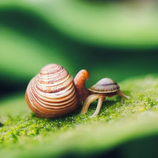 Prompt: photo of a snail, macro, bokeh