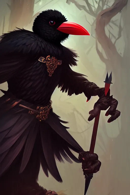 Image similar to black kenku barbarian, highly detailed, digital painting, artstation, sharp focus, illustration, art by tan zi and ayanamikodon and alphonse mucha and wlop