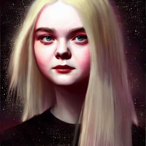 Image similar to art of Elle Fanning in the style of Angel’s Egg