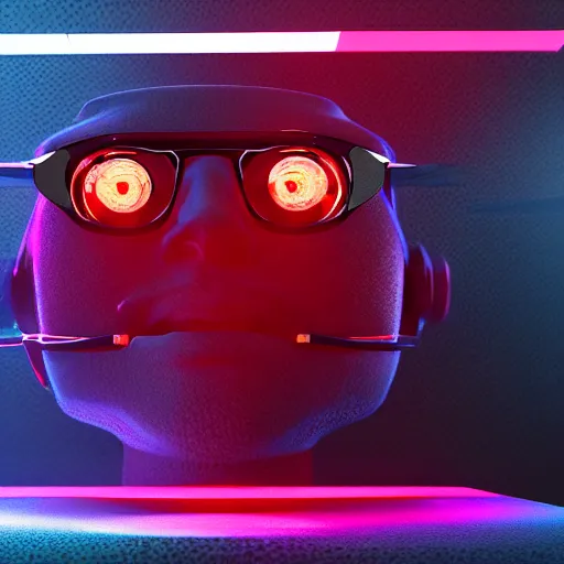 Prompt: gangsta robot, LEDs, expressive, wearing mirrored sunglasses, photo realistic, dramatic cinematic lighting, octane render, 4k, ultra detailed