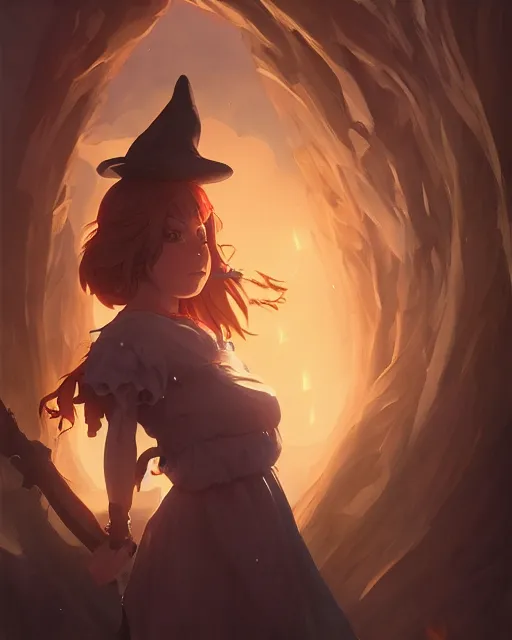 Image similar to medieval witch girl, full shot, atmospheric lighting, detailed face, by makoto shinkai, stanley artger m lau, wlop, rossdraws, james jean, andrei riabovitchev, marc simonetti, krenz c