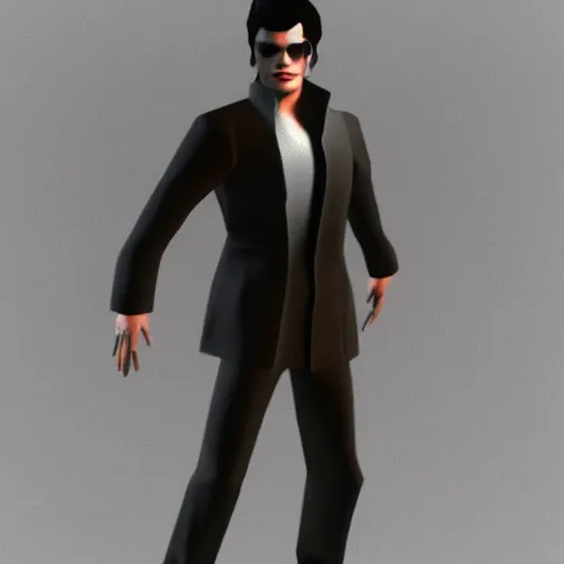 Prompt: low poly 3D model of Michael jackson in a game still of Resident Evil 1 1999