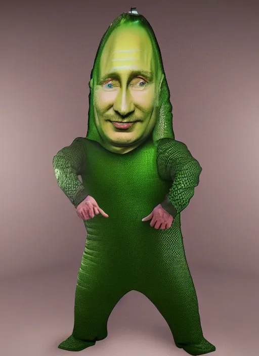 Image similar to putin wearing pickle costume, highly detailed, studio lighting, 4 k