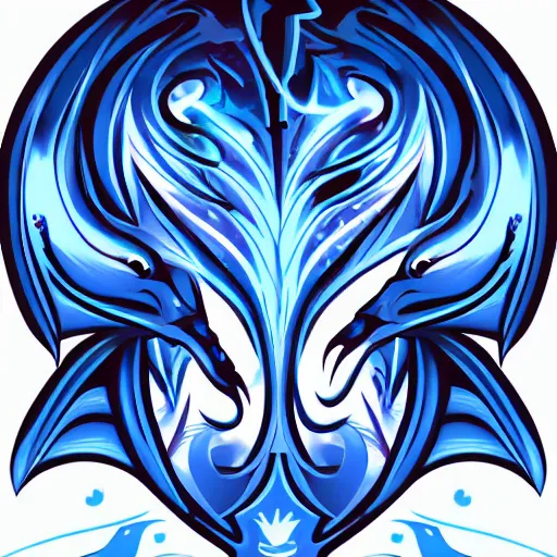 Prompt: dark dragon with blue flames, silky texture, gradient, vector illustration, logo, aesthetic, 4 k, hd