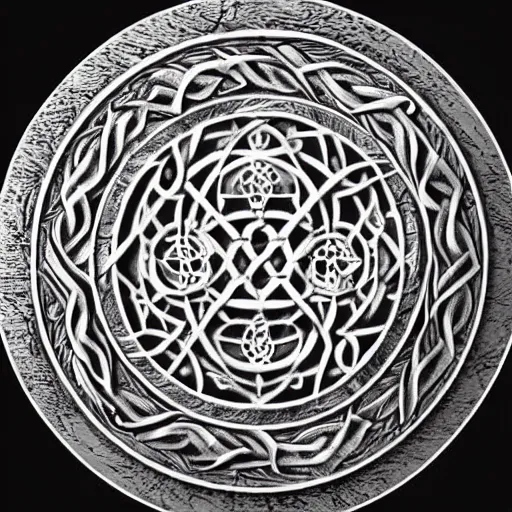 Prompt: intricate symbol etched into a medallion. Close up. Hyper realistic. High detail.