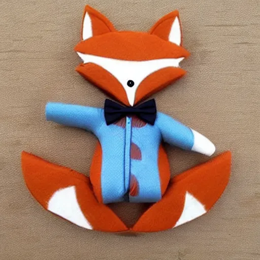 Prompt: a masculine cute fox, bowtie tail, kawaii,