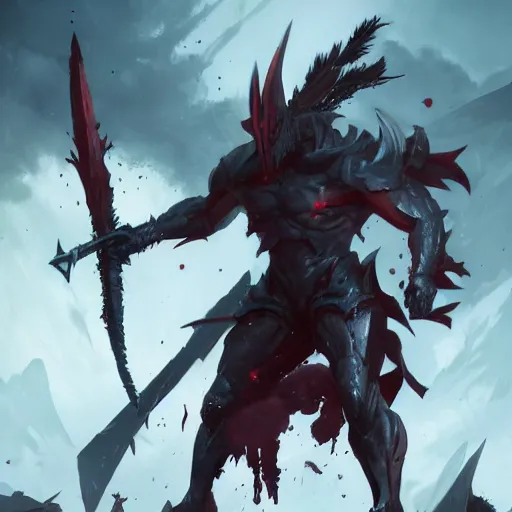 Image similar to aatrox on the battlefield by greg rutkowski