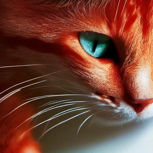 Prompt: red cat, movie still, 8 k