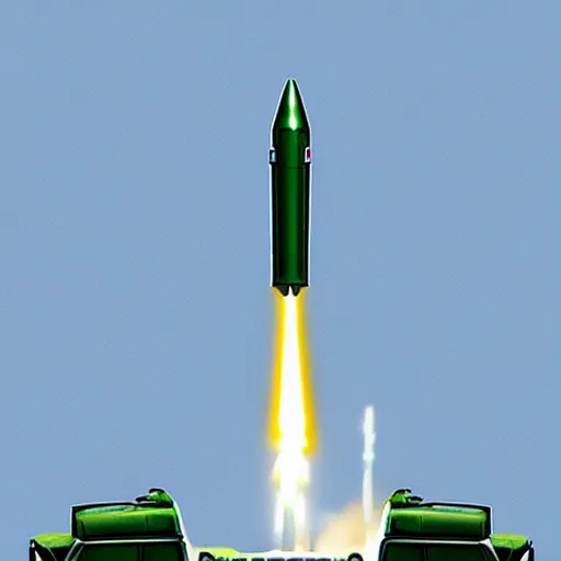 Prompt: HIMARS with rockets, Cars Pixar movie style, detailed, green