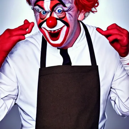 Prompt: photoshoot of Gordon Ramsay clown