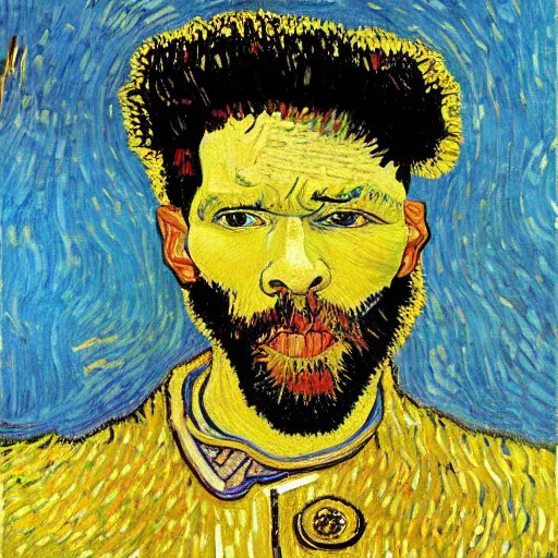 Image similar to artificial intelligence painting by Vincent van Gogh klimt Jean-Michel Basquiat